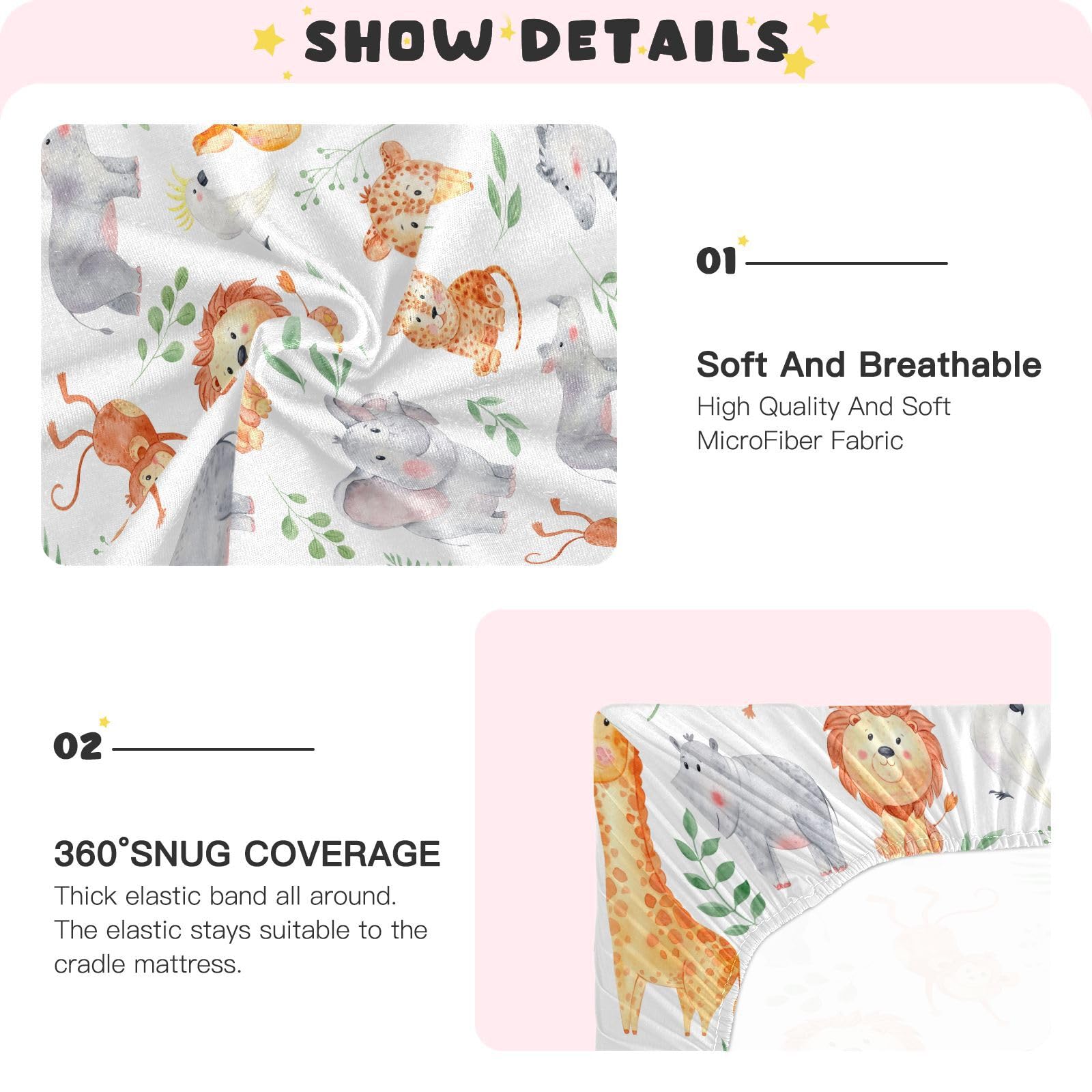 CaTaKu nursery decor with cute safari print enhances baby's sleep space