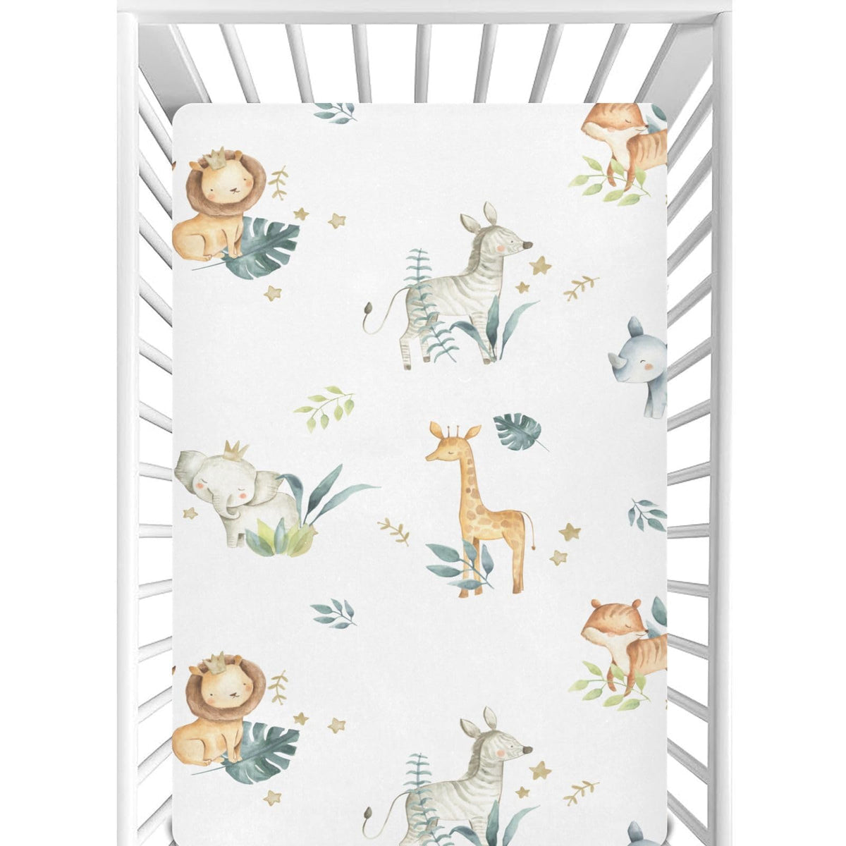 CaTaKu Safari Animals crib sheet cover with snug fit for nursery decor.