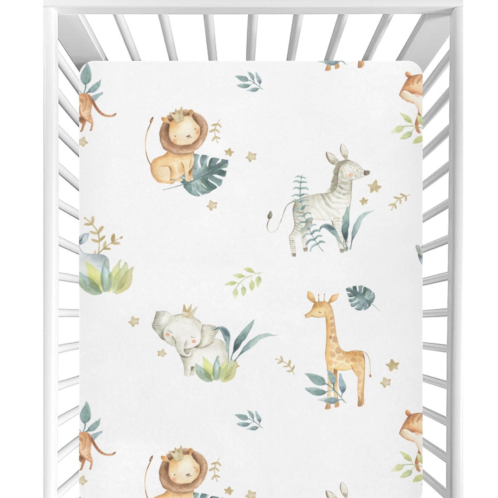 CaTaKu Safari Animals crib sheet pattern for charming nursery decor and cozy sleep.