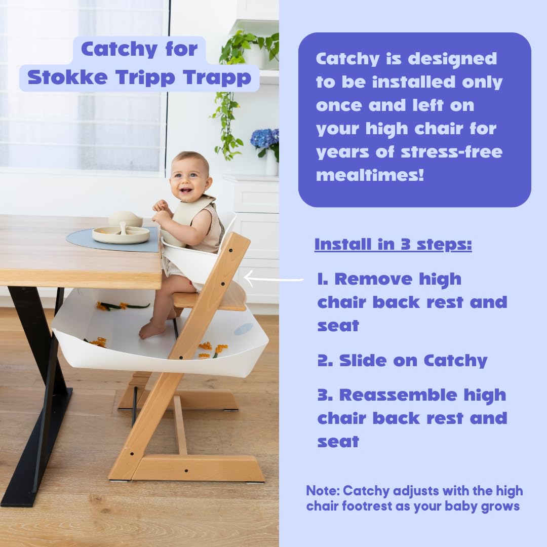 Caught food contained during a baby mealtime for easy re-offering.