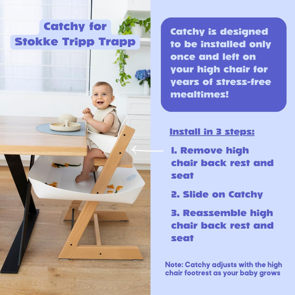 Caught food contained during a baby mealtime for easy re-offering.