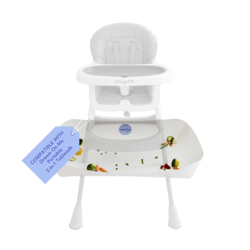 Catchy Food Catcher shown with Dream On Me tabletalk compatibility for tidy mealtimes