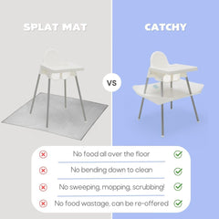 Protects floors and carpets from dropped baby food during snacks.