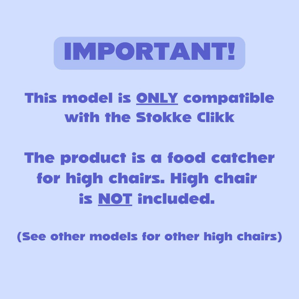 Catchy Food Catcher on a high chair captures dropped food for cleanup