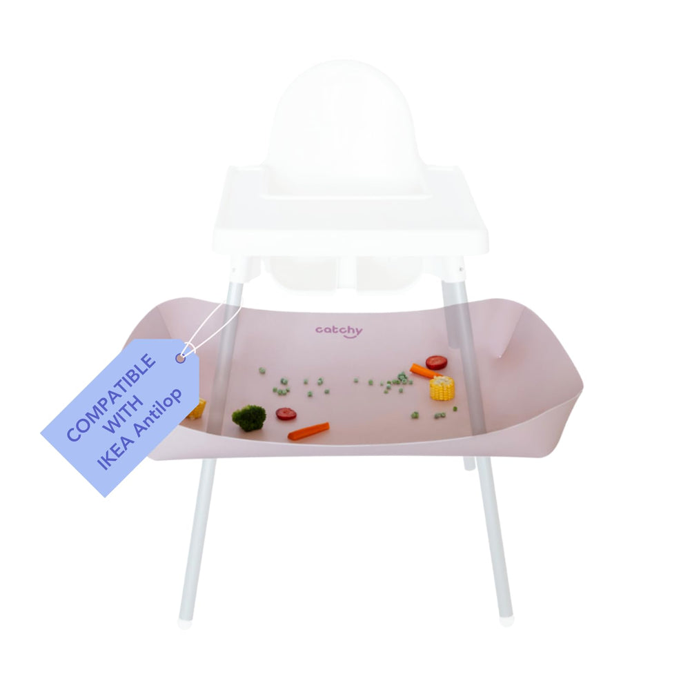 Catchy Food Catcher on IKEA Antilop front view protecting floors from dropped meals