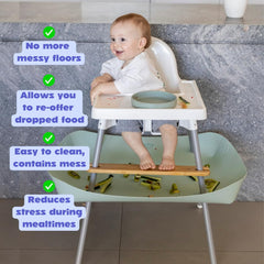 Catchy Food Catcher linen-inspired finish adds premium look to high chair.