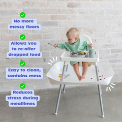 Waterproof, wipe-clean material helps keep floors clean after spills.