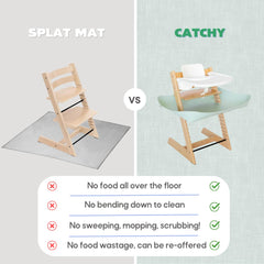 Catchy Food Catcher keeps floors clean during feeding.
