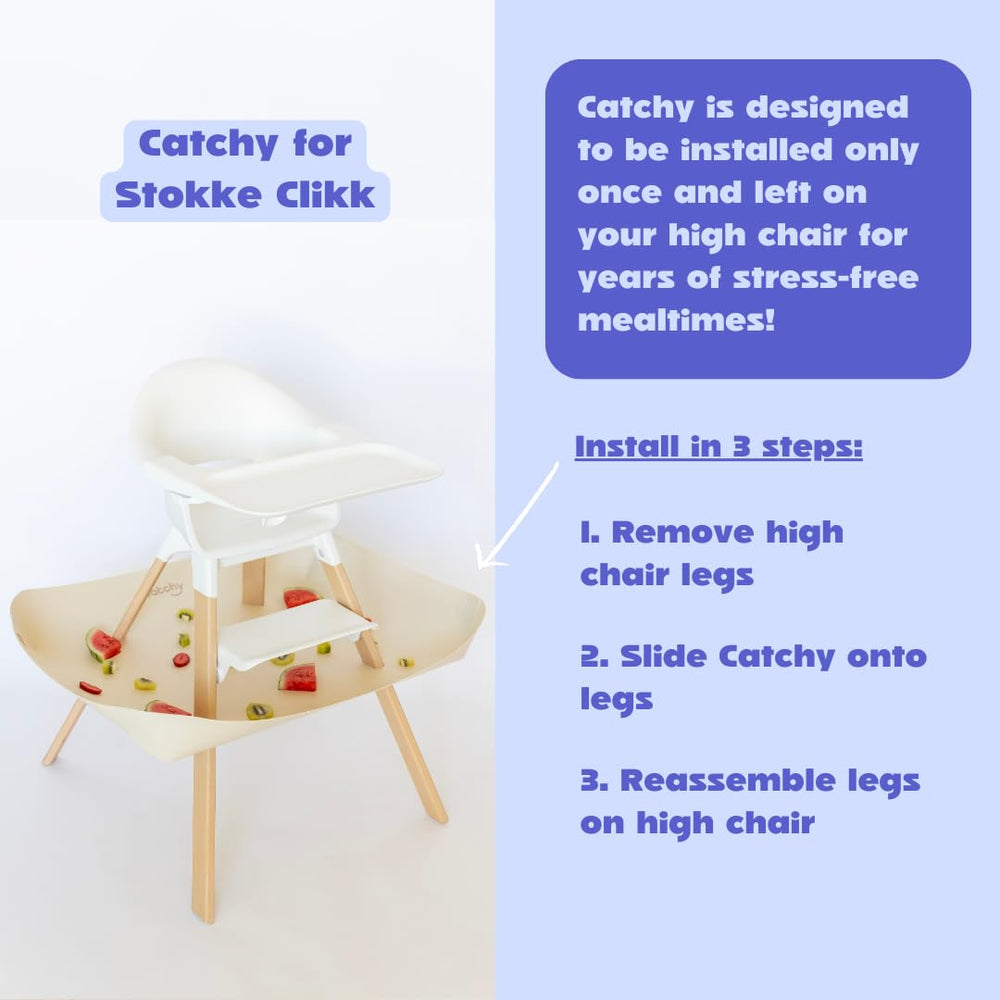 Catchy waterproof, stain-proof material simplifies cleanup after messy meals.