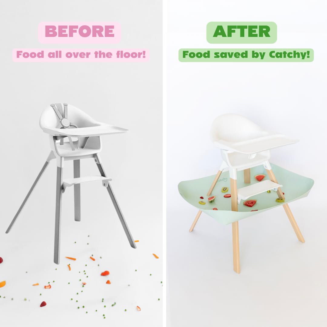 Catchy high chair accessory helps protect floors by containing mess