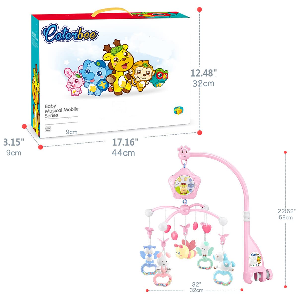 Caterbee Pink Bee batteries included for quick setup.
