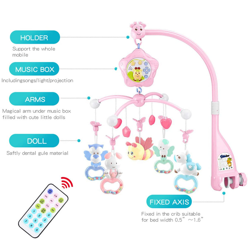 Caterbee Pink Bee mobile remote control enables nap time adjustments from close range.