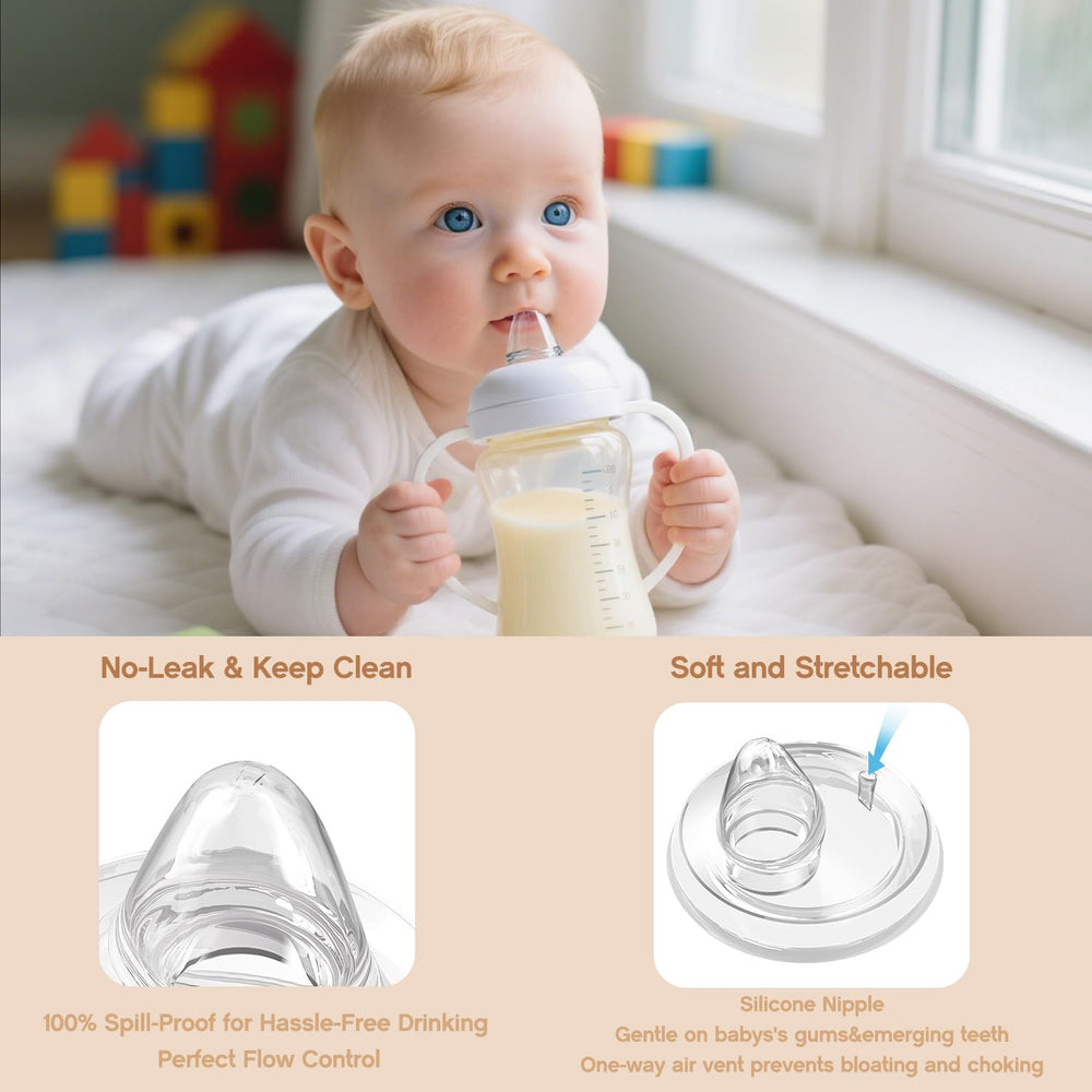 Cathill bottle handle attached, supports small hands grabbing easily.
