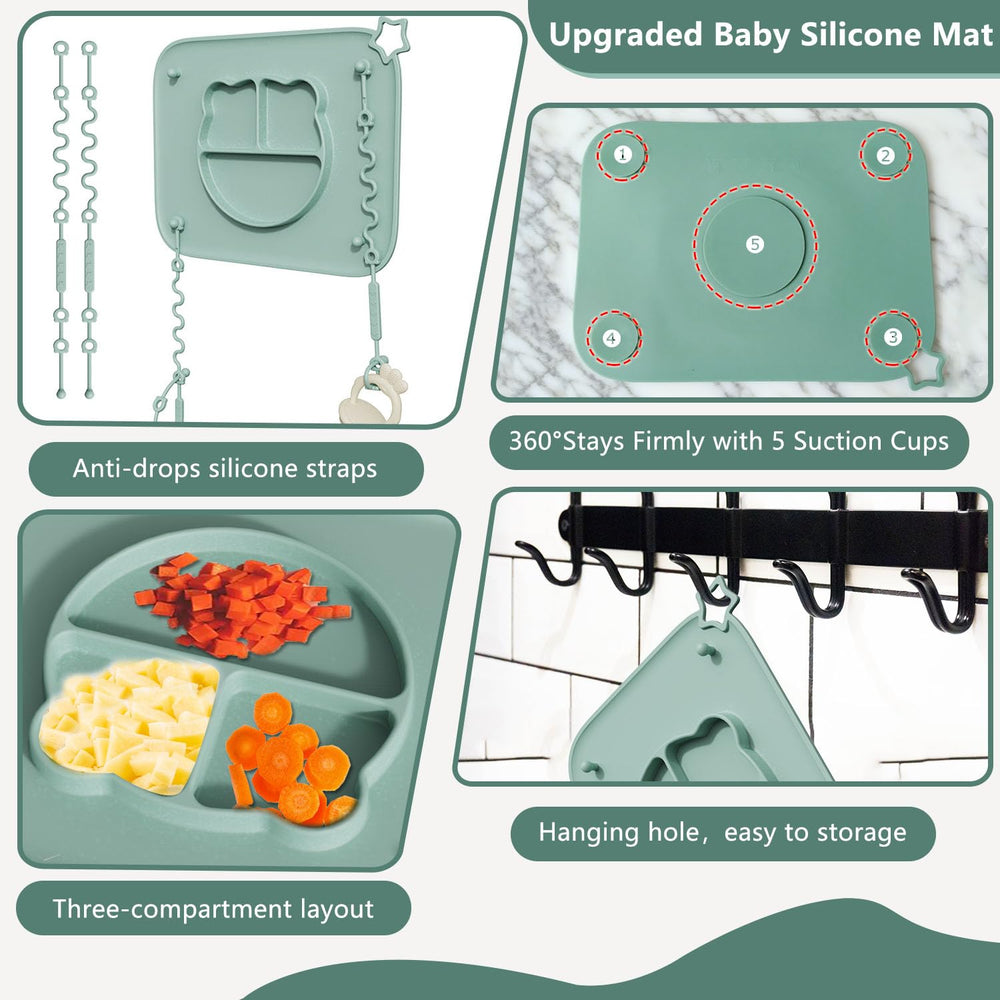 Cathill divided placemats featuring a bear pattern to help keep foods separate.