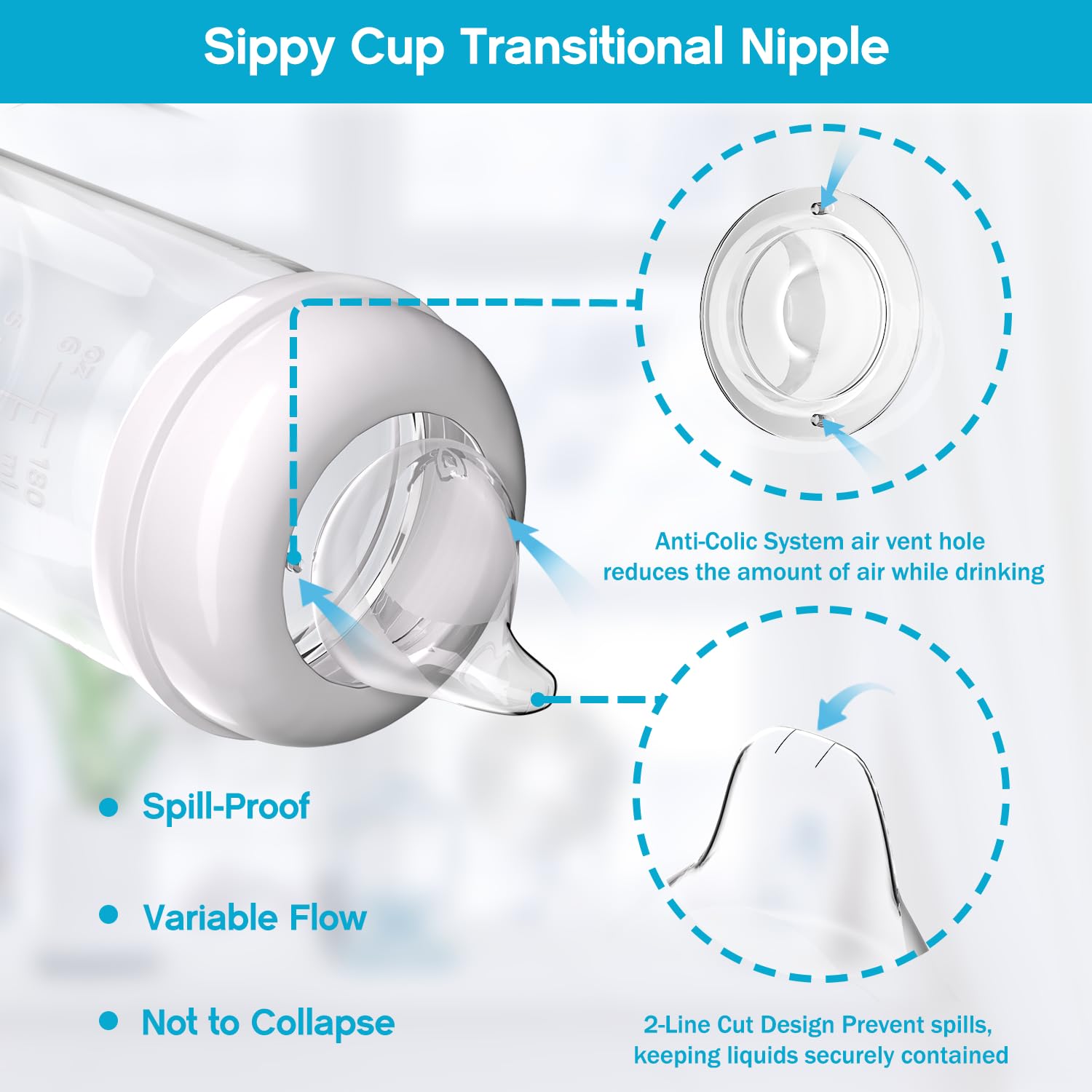 Cathill vented spout promotes independent drinking with smoother flow.