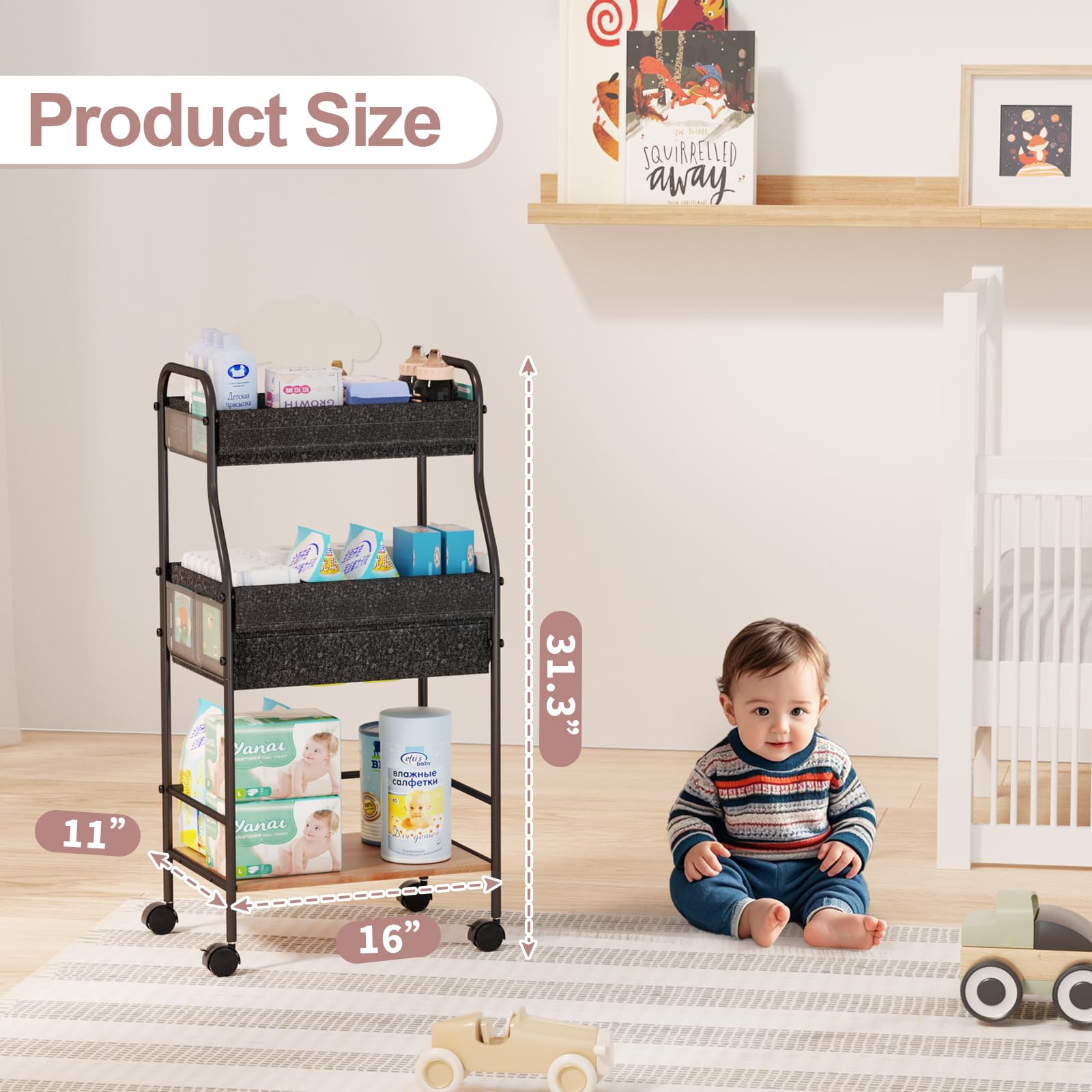 Cathyeen diaper caddy heavy-duty metal frame supports stable use