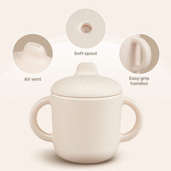 Catii silicone sippy cup is gentle on gums and teeth.