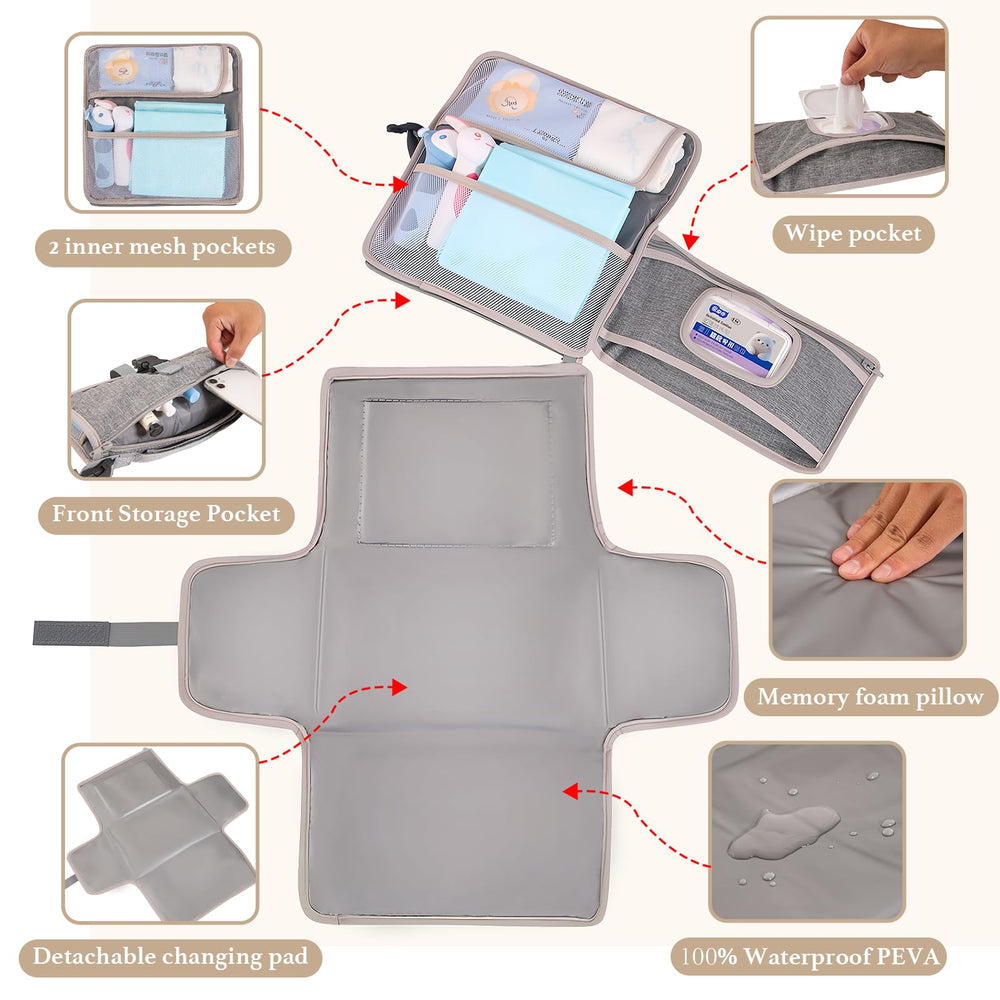 Catteyonce Changing Pad open buckle onehand for swift setup with baby.