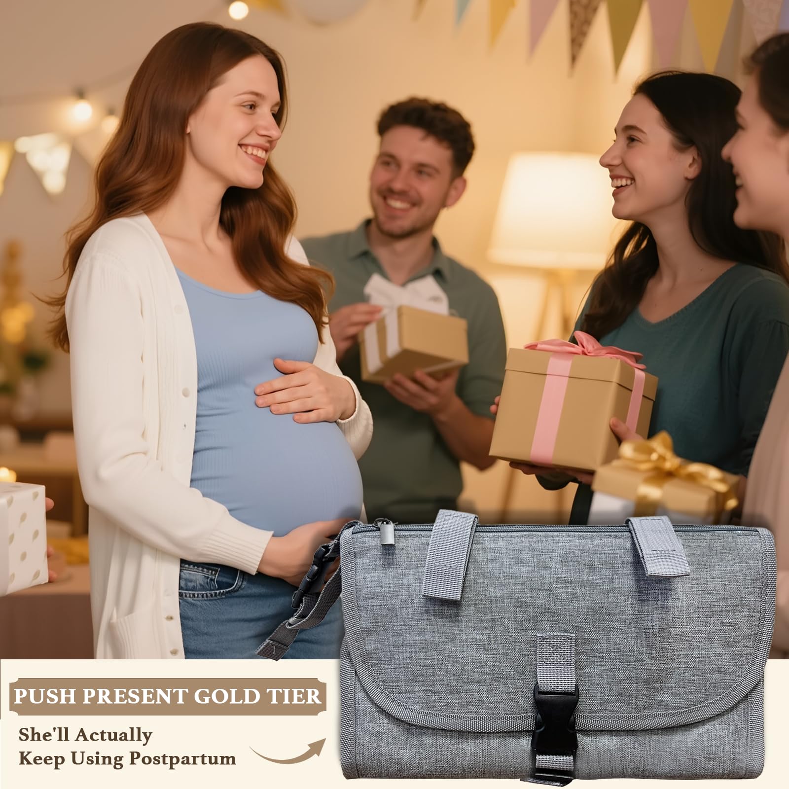 Catteyonce Grey gift-ready changing pad suits new parents as a thoughtful present.