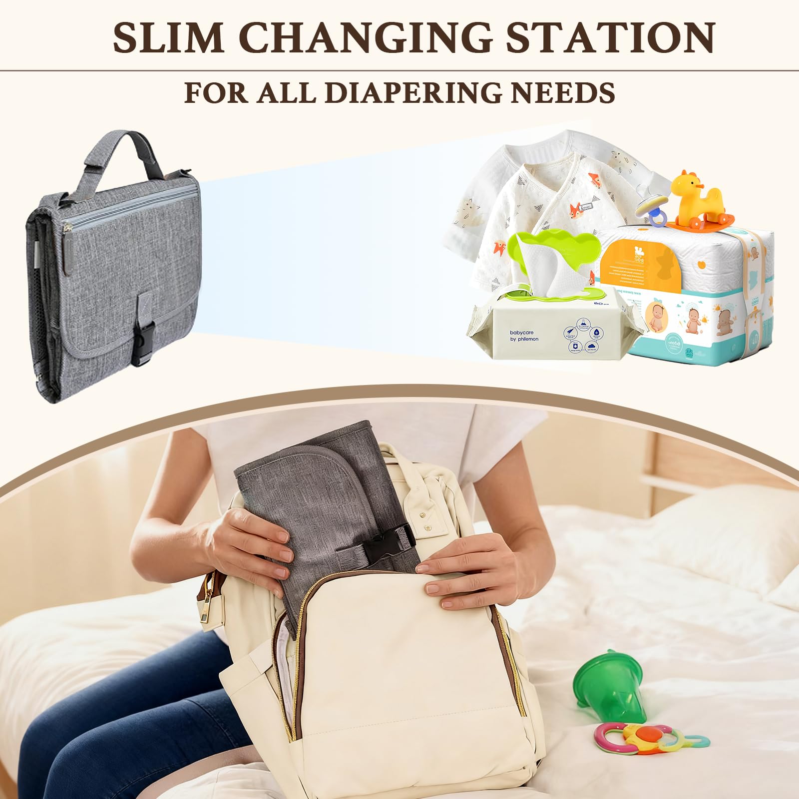 Catteyonce Ultra-portable folded design fits bags and strollers.