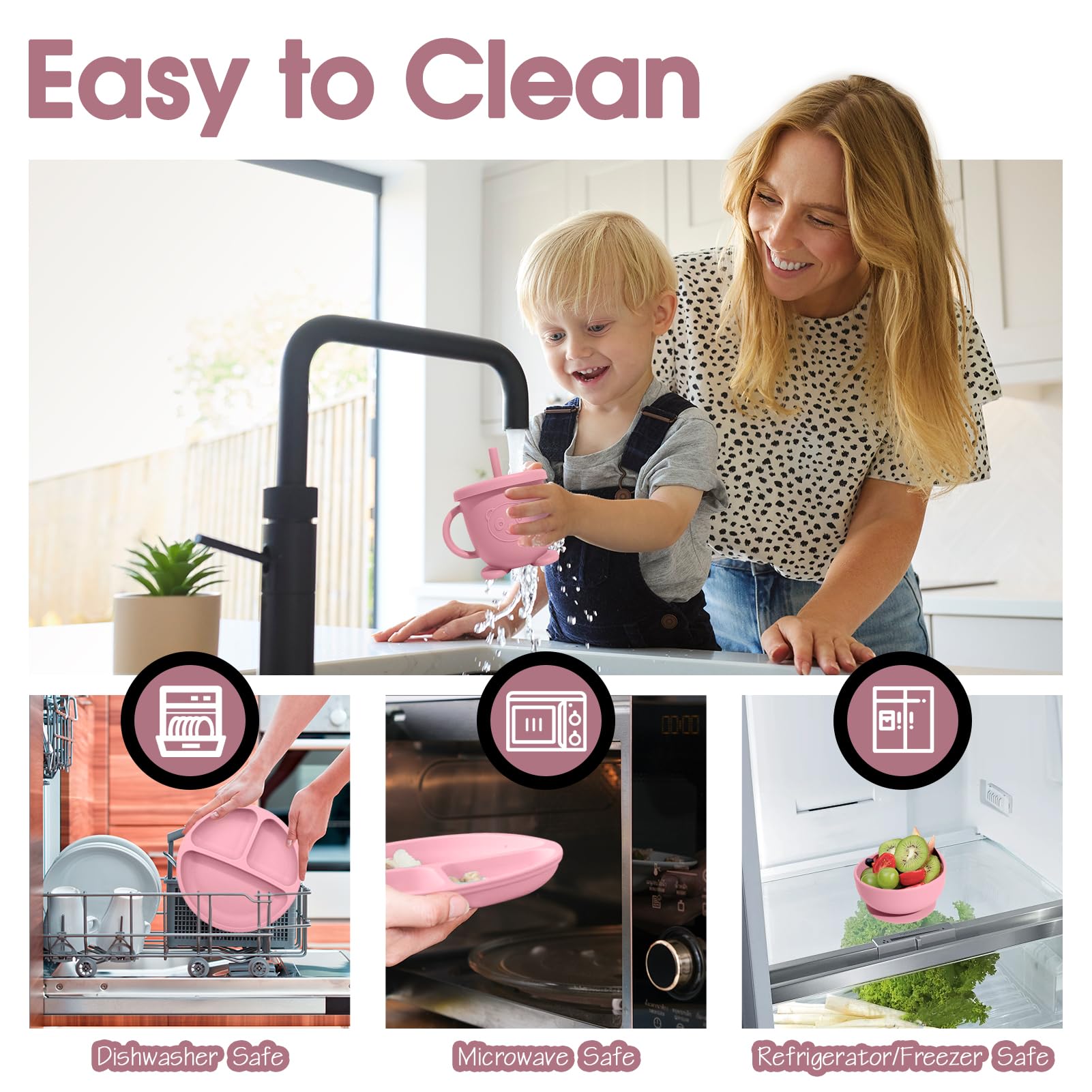 Catvegue pink wooden spoon and fork offer soft textures for tiny hands.