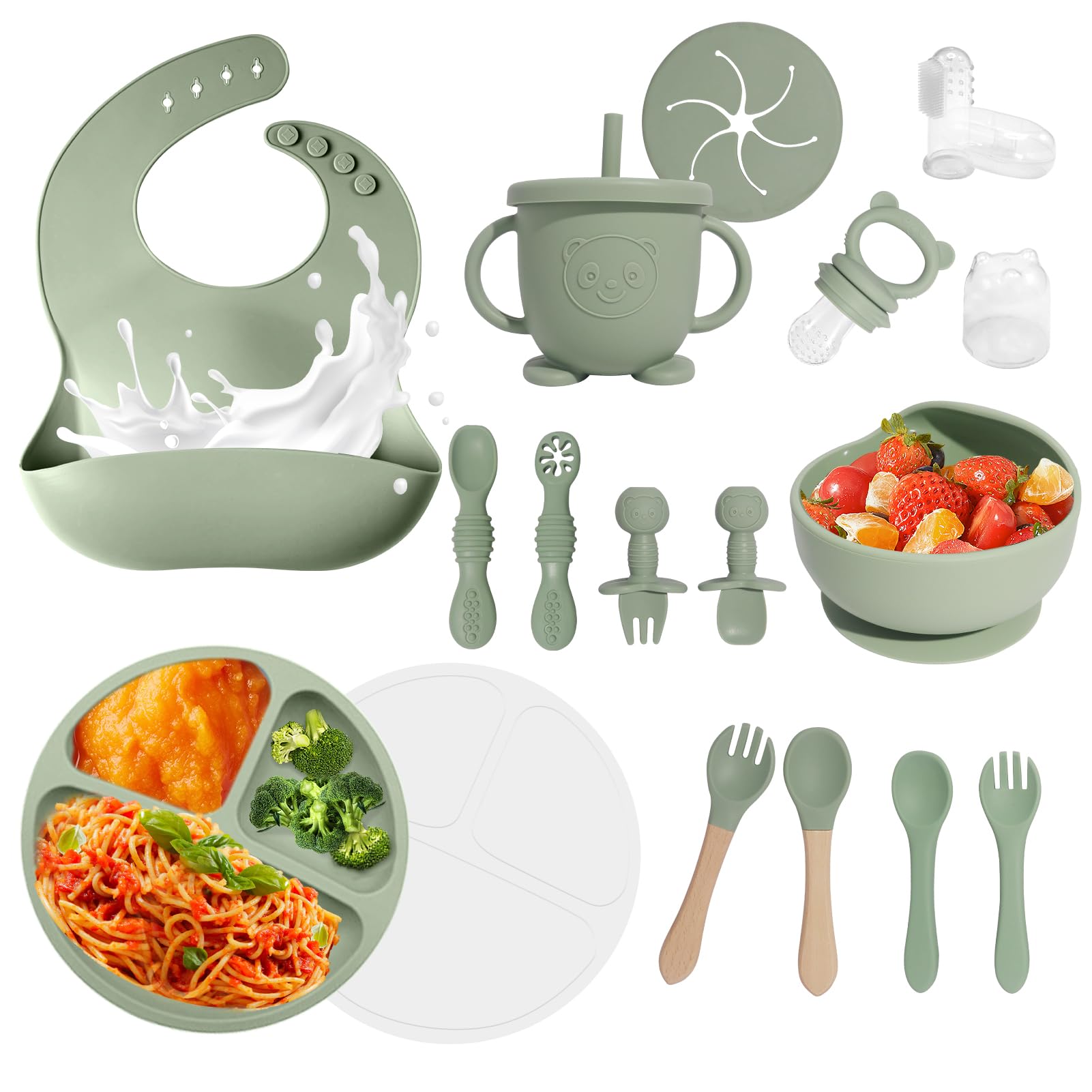 Catvegue silicone bib protects baby clothing during meals, catching spills.