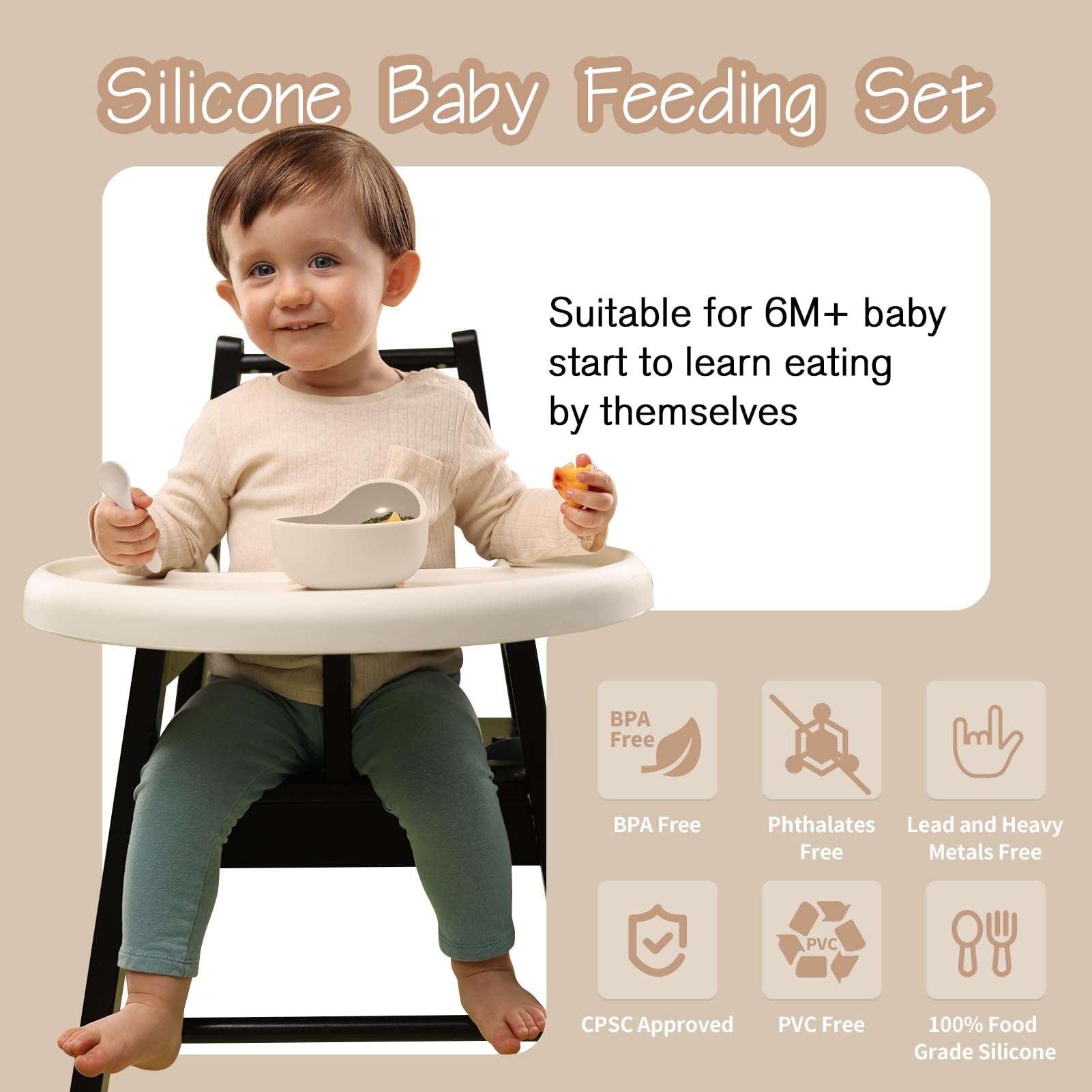 Catvegue silicone suction base keeps plates steady for mess-free meals.