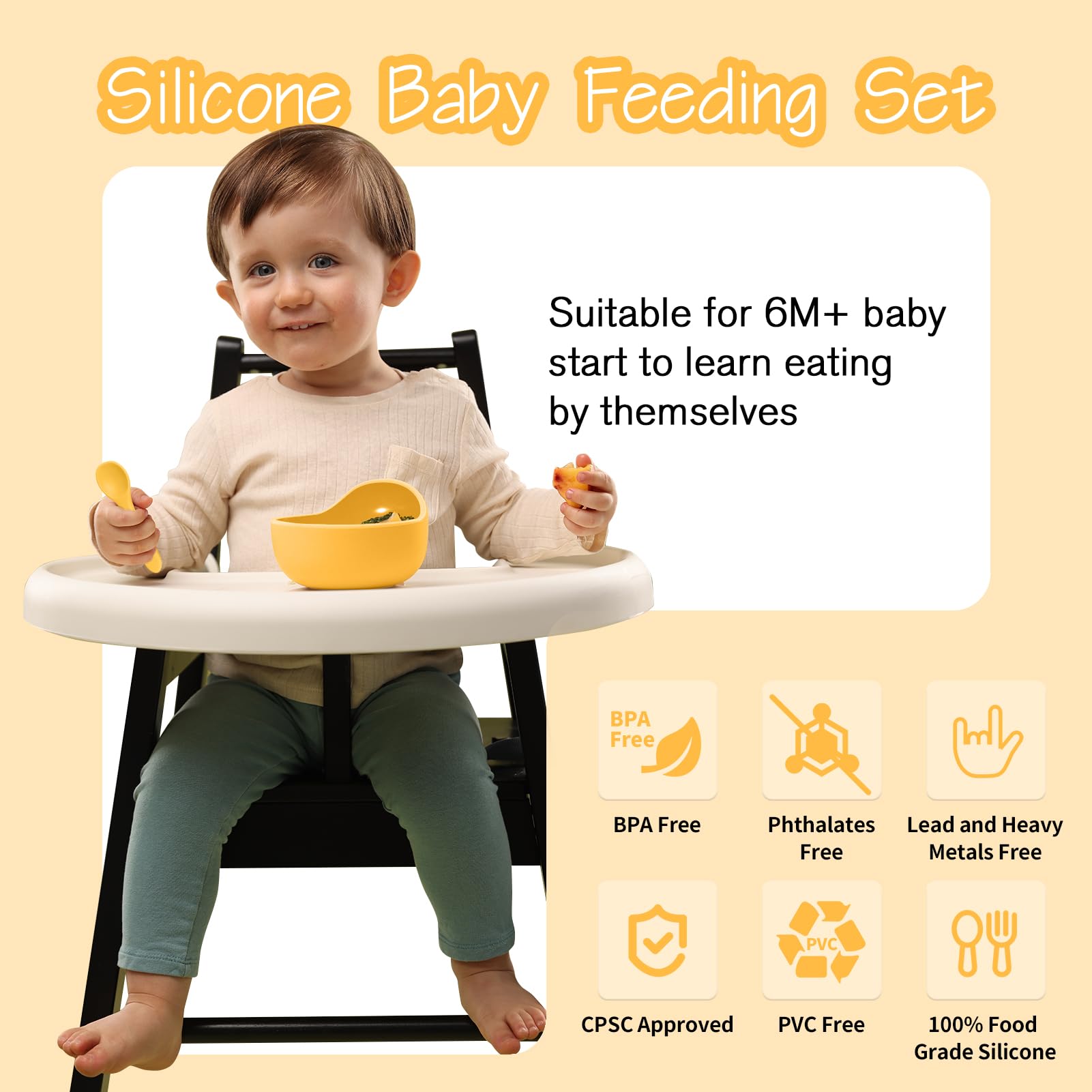 Catvegue suction-base plate prevents spills during baby mealtime.