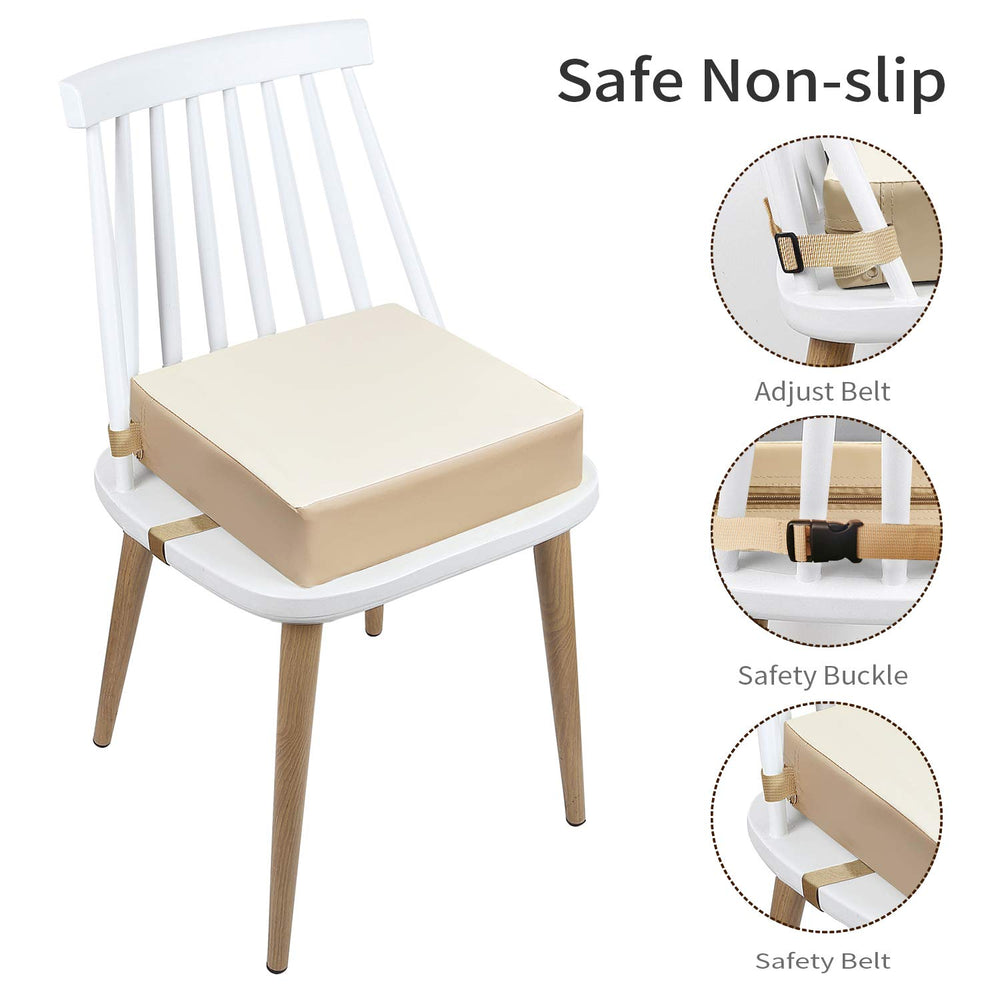 CAVWVTYU booster seat in beige-brown color scheme complements European-style dining rooms