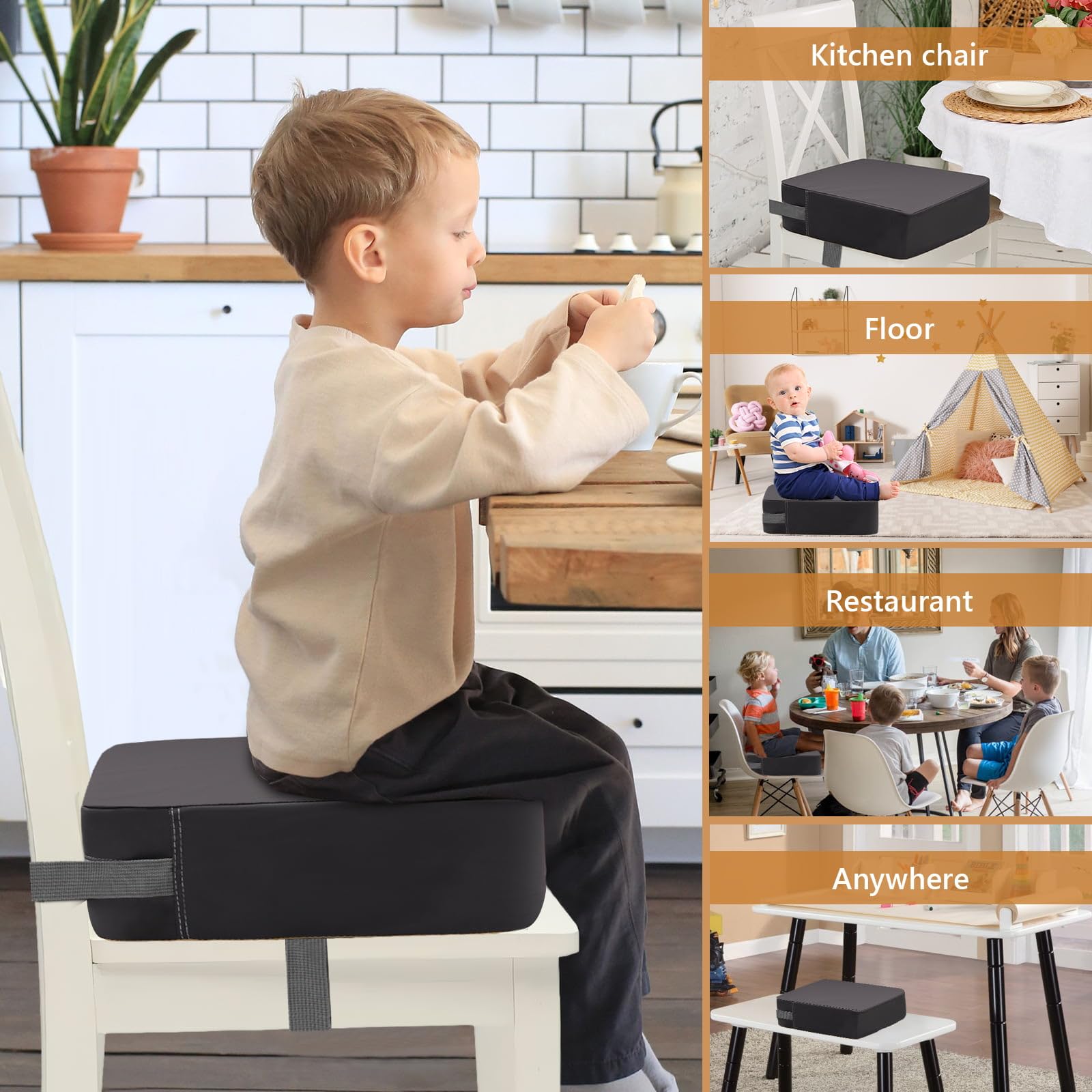 CAVWVTYU booster seat back view with adjustable straps for secure fitting