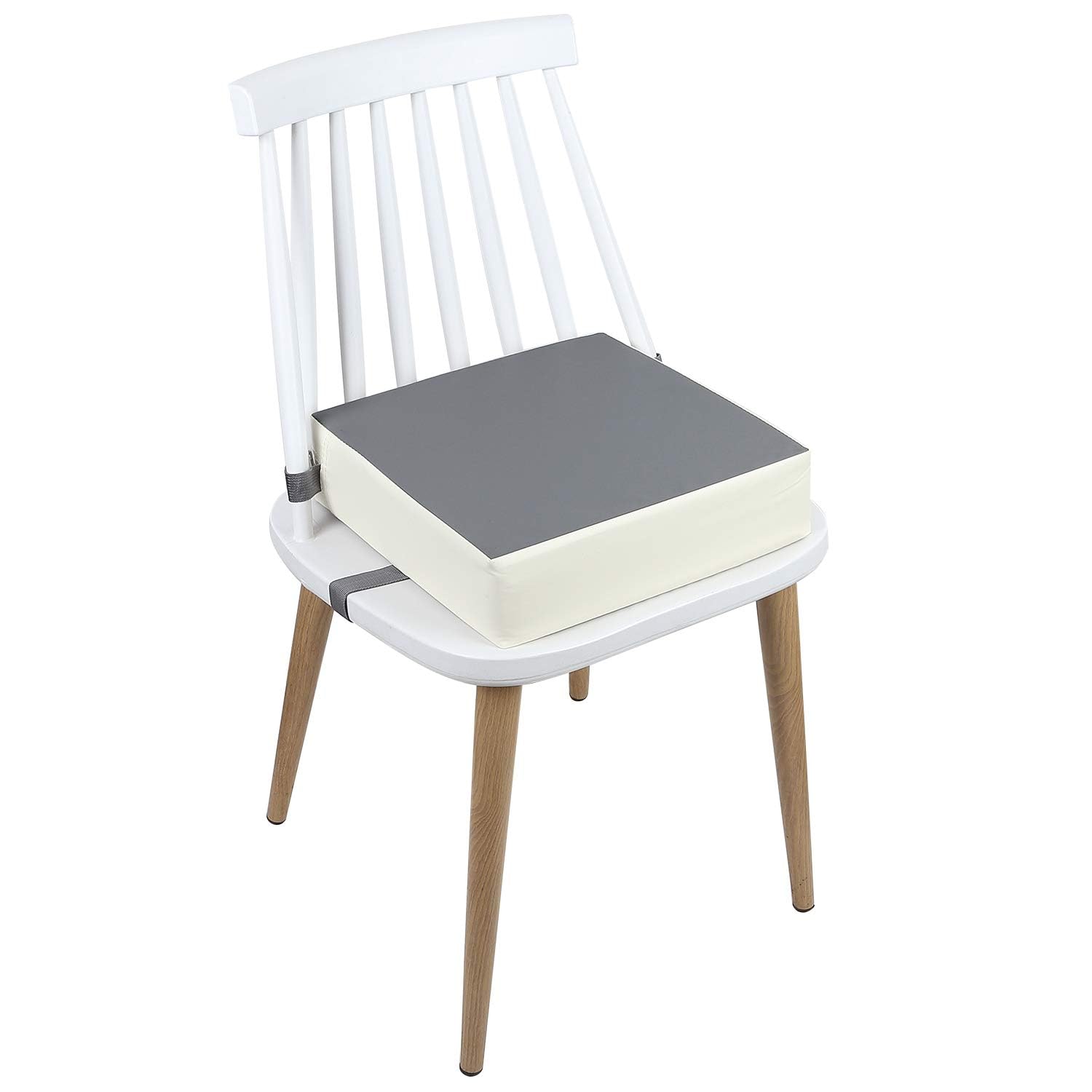 CAVWVTYU booster seat compact size grey stores easily.