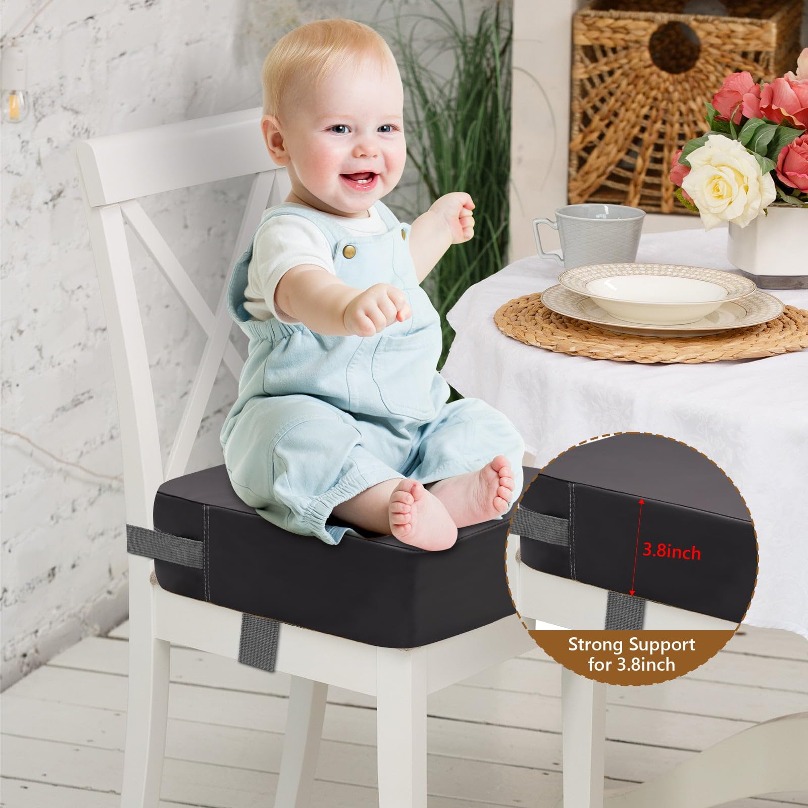 CAVWVTYU booster seat front view highlights height boost for table interaction