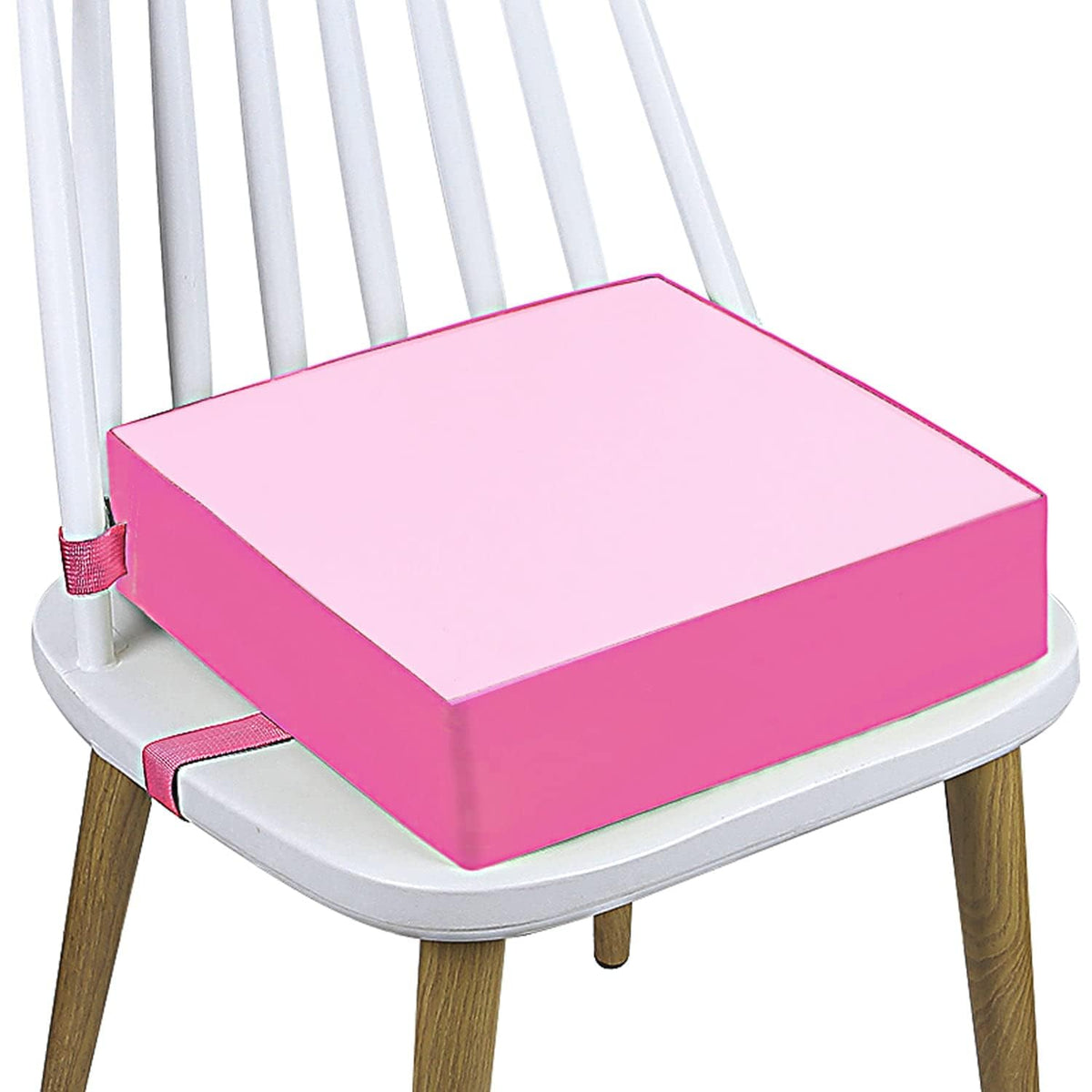 CAVWVTYU booster seat pink front view for comfortable kid-sized dining at home