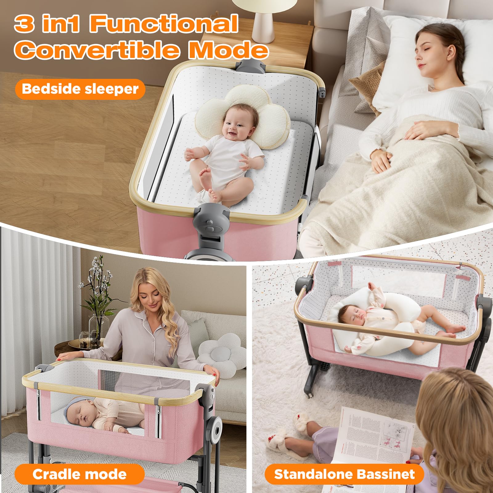 Cawesor breathable mesh cover enables airflow and easy baby visibility.
