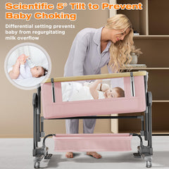 Cawesor bassinet on silent 360° wheels with brakes for smooth movement.