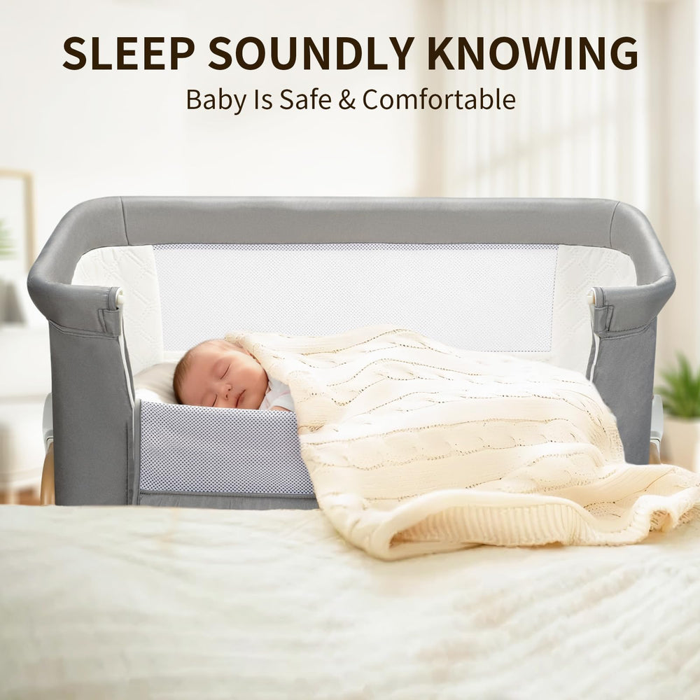 Cbcvvaer bassinet with mosquito net offers airy protection during naps.
