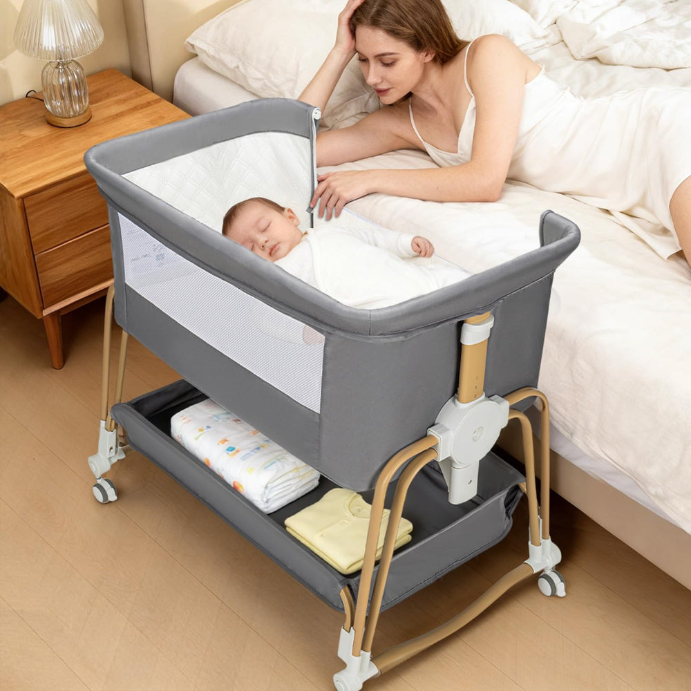 Cbcvvaer 4in1 bassinet on wheels for easy room-to-room movement and care.
