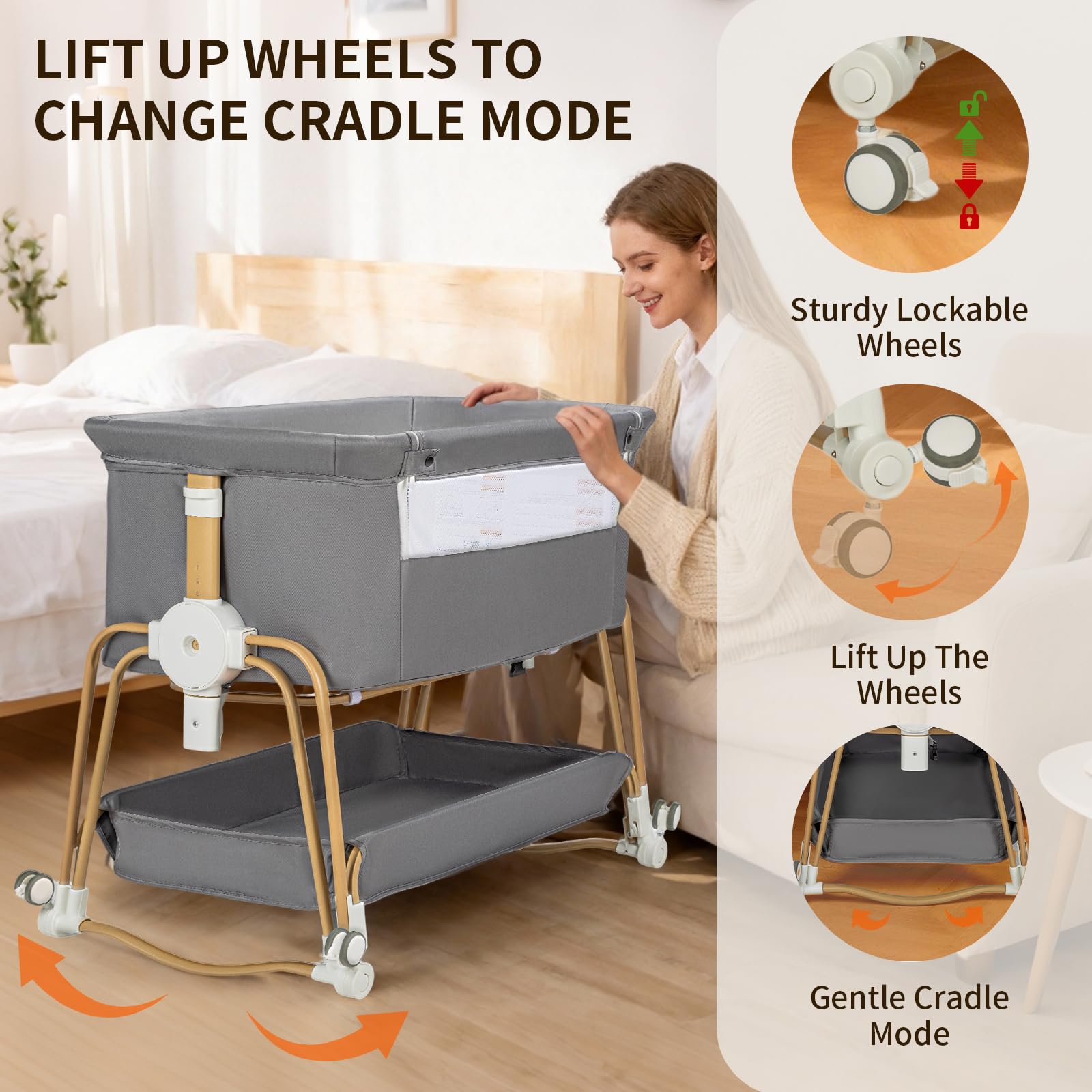 Cbcvvaer storage basket keeps diapers and toys within reach.