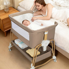 Cbcvvaer 4-in-1 bassinet with wheels for easy mobility during nightly checks