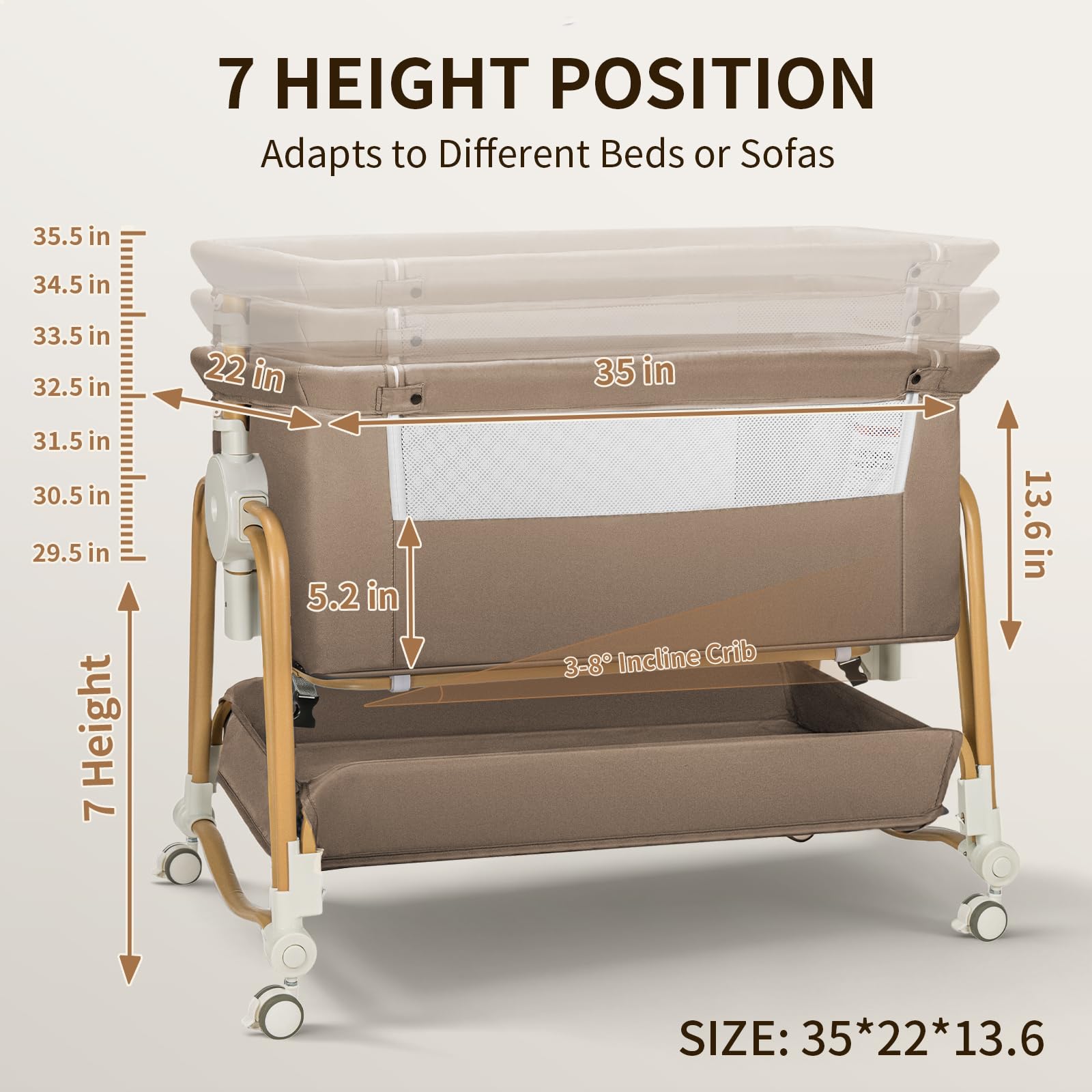 Cbcvvaer bedside mode with lowered side for close, safe nighttime care