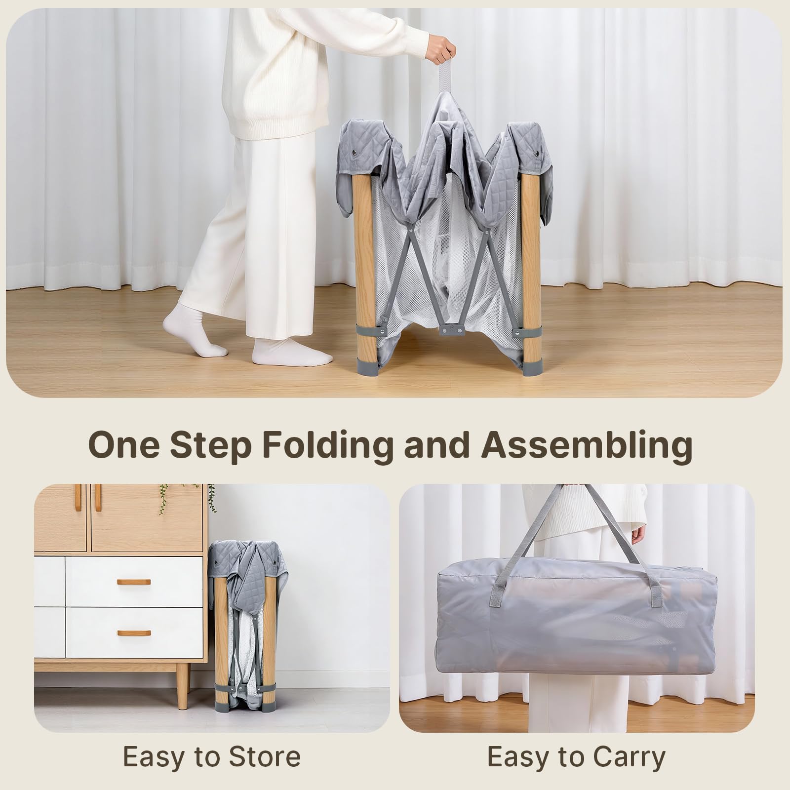 Cbcvvaer foldable playpen portable-bag supports easy transport for trips.