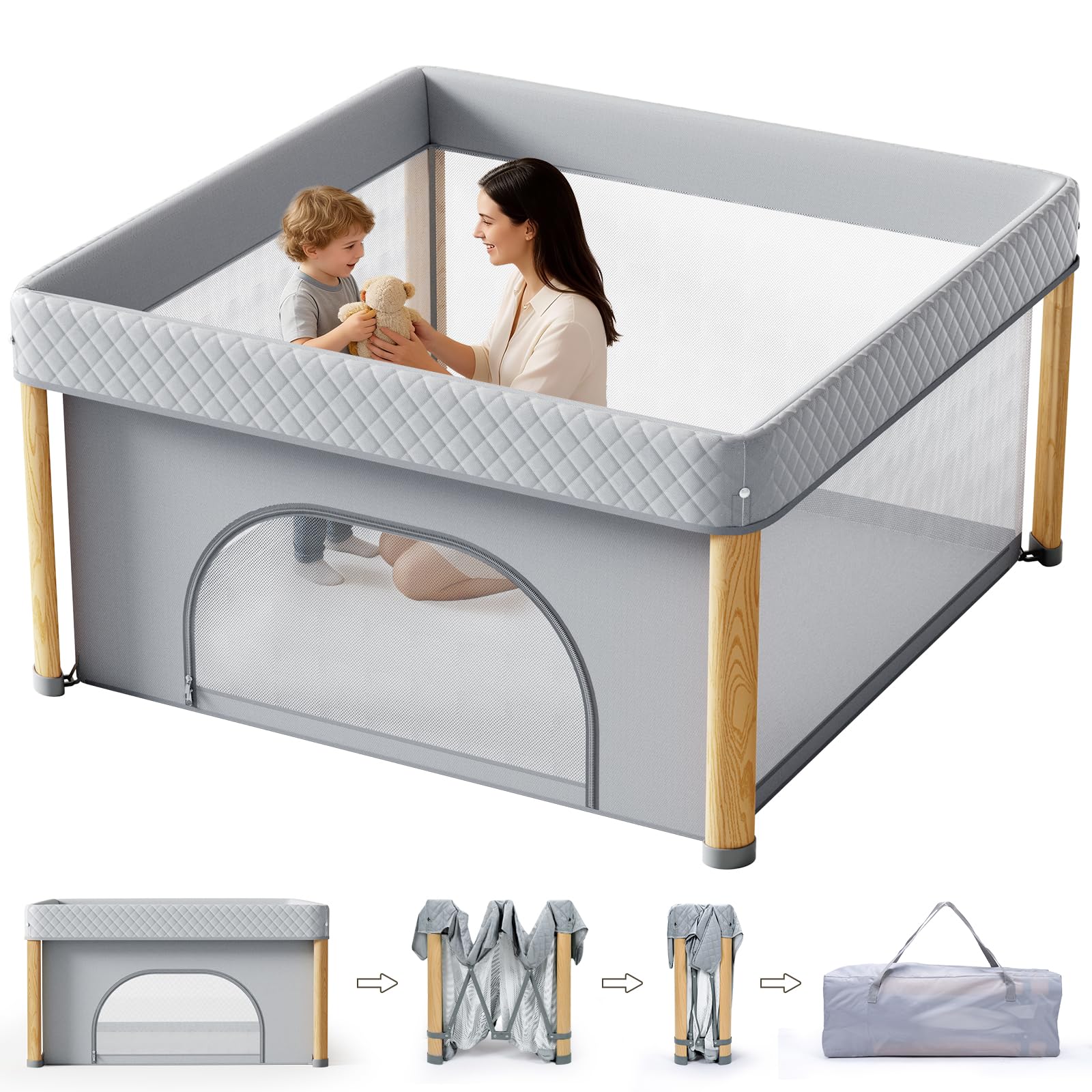Cbcvvaer foldable playpen setup enables quick, tool-free assembly for easy outings.