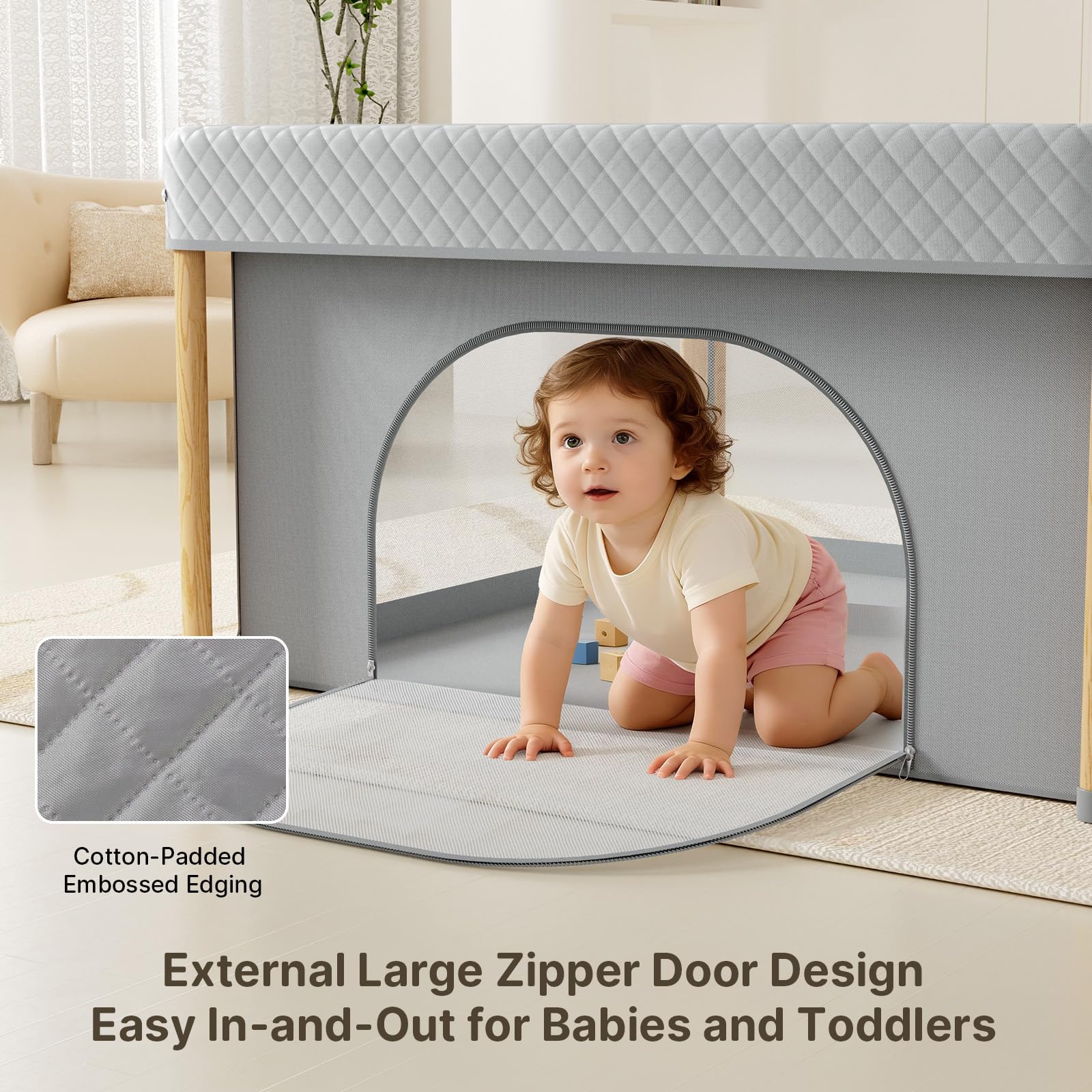 Cbcvvaer foldable playpen sturdy-brackets highlights stability during playtime.