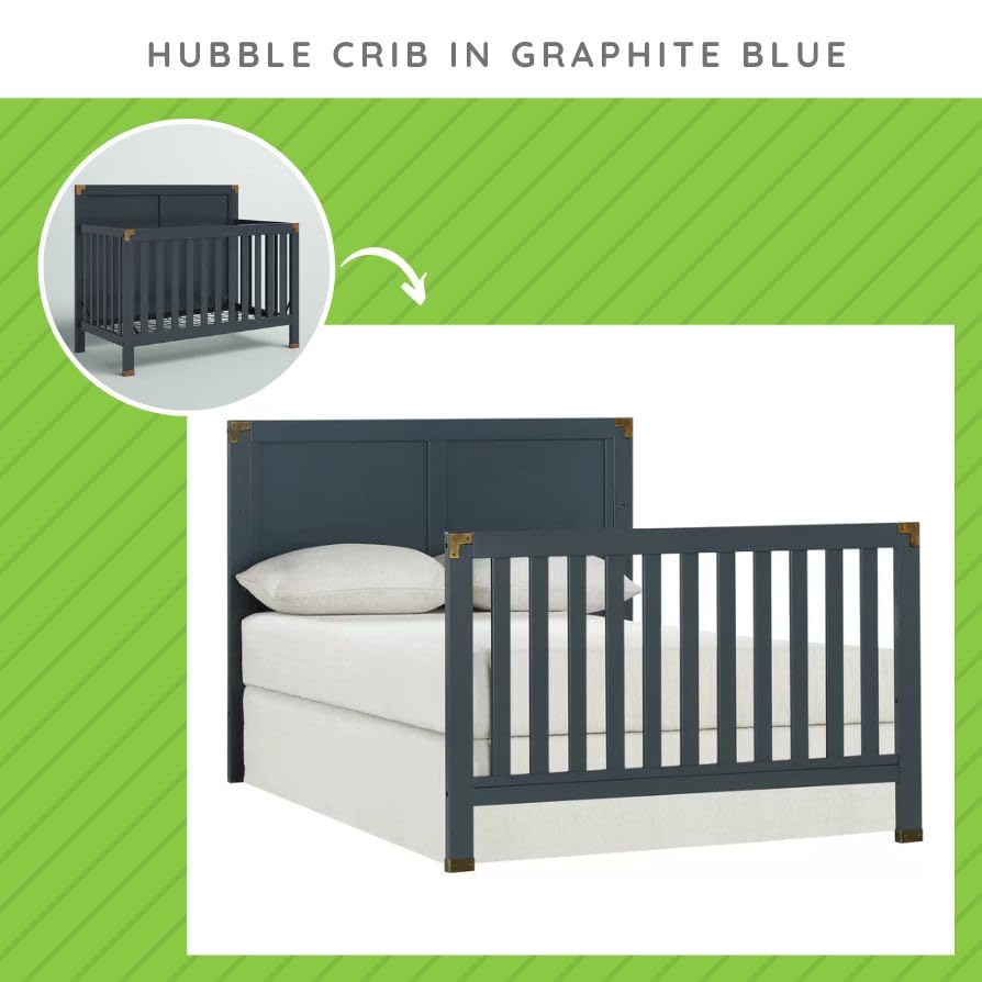 CC KITS crib-to-bed transition graphite blue supports up to 600 lbs