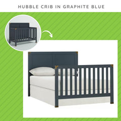 CC KITS crib-to-bed transition graphite blue supports up to 600 lbs