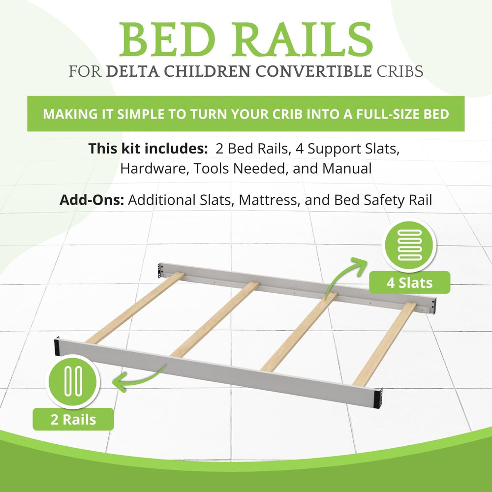 CC KITS Delta-crib conversion keeps crib-to-bed setup stable.