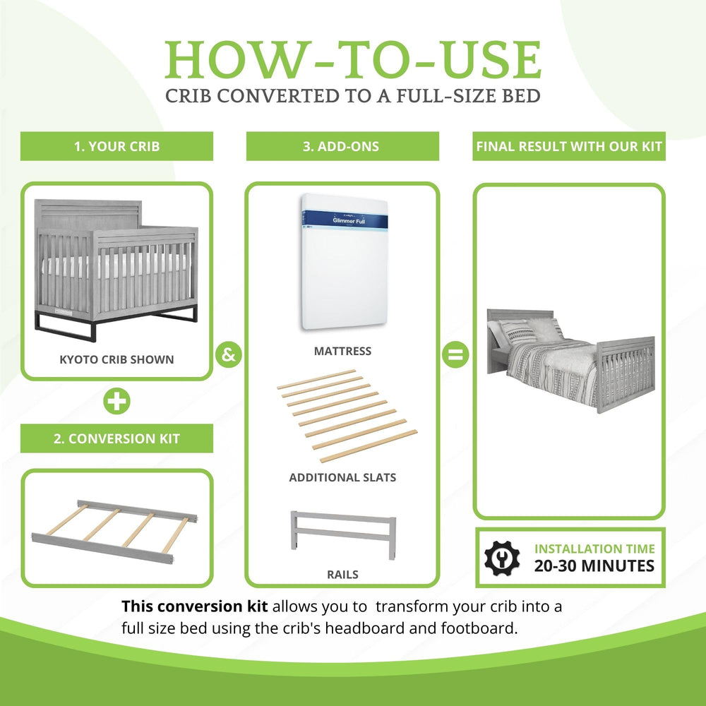 CC KITS Evolur crib-to-bed transition rail emphasizing safety and stability.