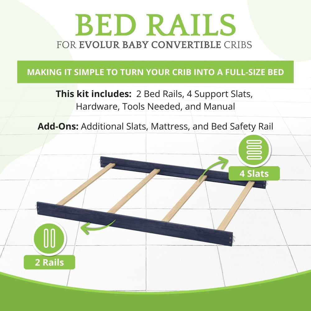 CC KITS solid wood bed rails for Evolur providing sturdy bed support
