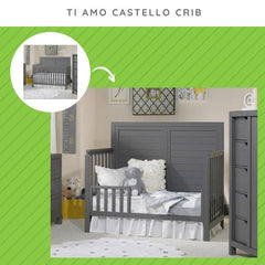 CC KITS Toddler Guard Rail in wire-brushed grey finish, calming nursery safety