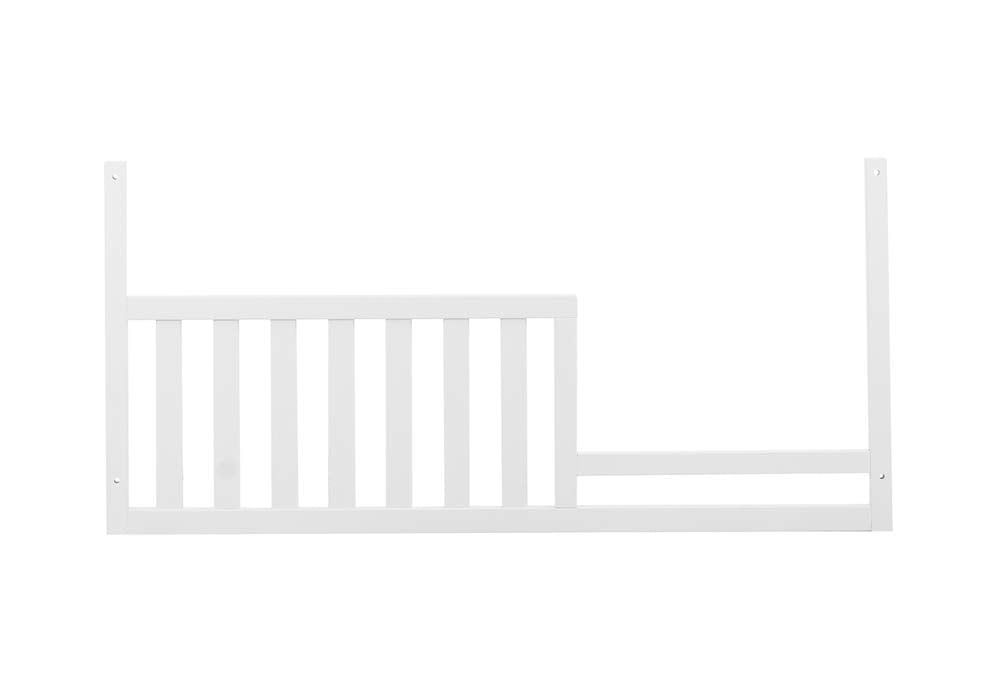 CC KITS Toddler Guard Rail white assembled for a sturdy crib barrier